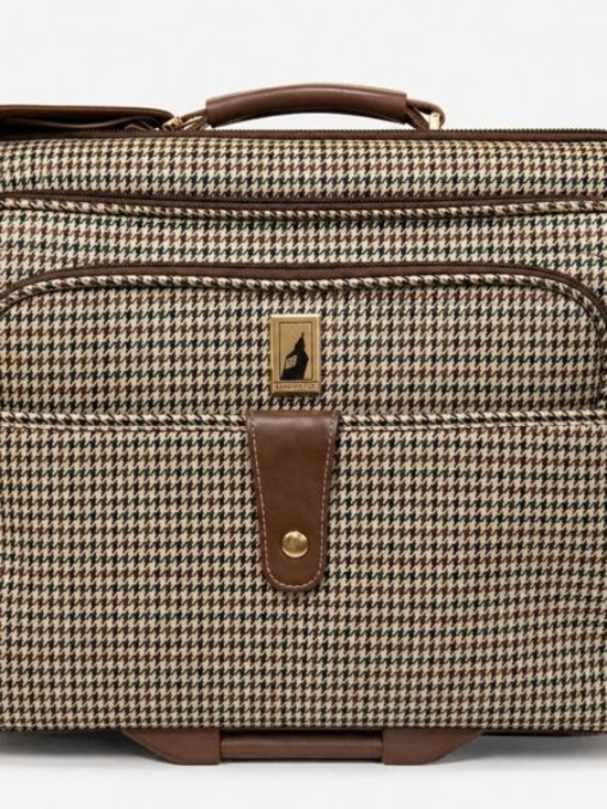 London Fog Handbags - London Fog Classic Houndstooth Rolling Carry-On Bag - Brown